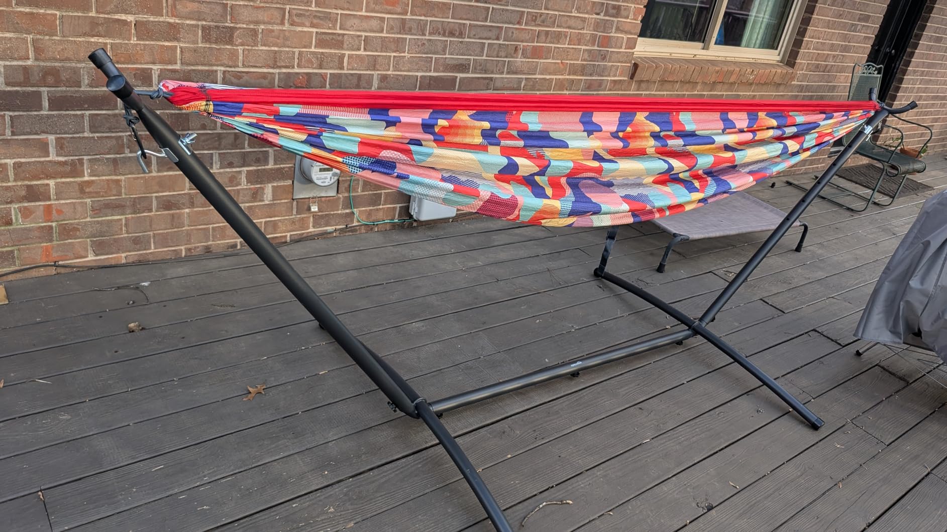 Amazon Basics 2 Person Heavy Duty Portable Sturdy Hammock Stand for Outside, Easy Assembly, Includes Carrying Case, 9 foot, Black customer photo 1