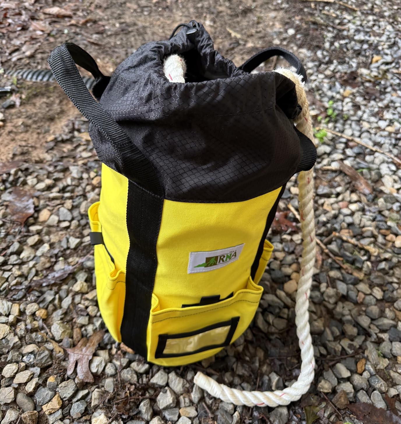 Rock-N-Rescue Arbor Rope Storage Bag - Rock and Tree Climbing Equipment, Arborist Gear, Bucket Style Backpack, Waterproof Nylon Material, Yellow, 200' customer photo 2