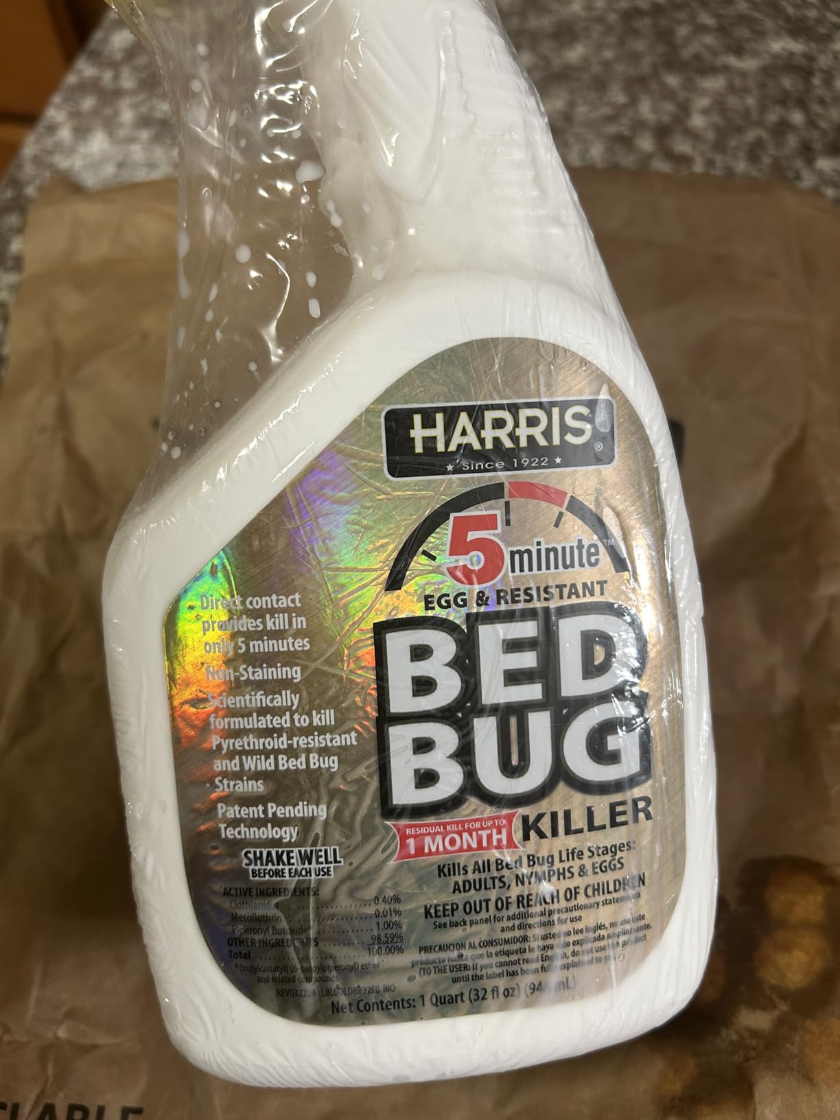 Harris 5 Minute Kill Time Bed Bug Killer Spray, Odorless and Non Staining Formula with Residual Protection (32oz) customer photo 1