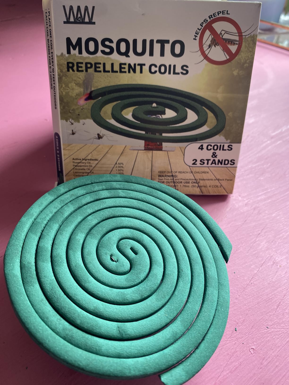 W4W Mosquito Repellent Coils - Outdoor Use Reaches Up to 10 feet - Each Burns for 5-7 Hours (Three Pack Contains 12 coils & 6 Stands) customer photo 2