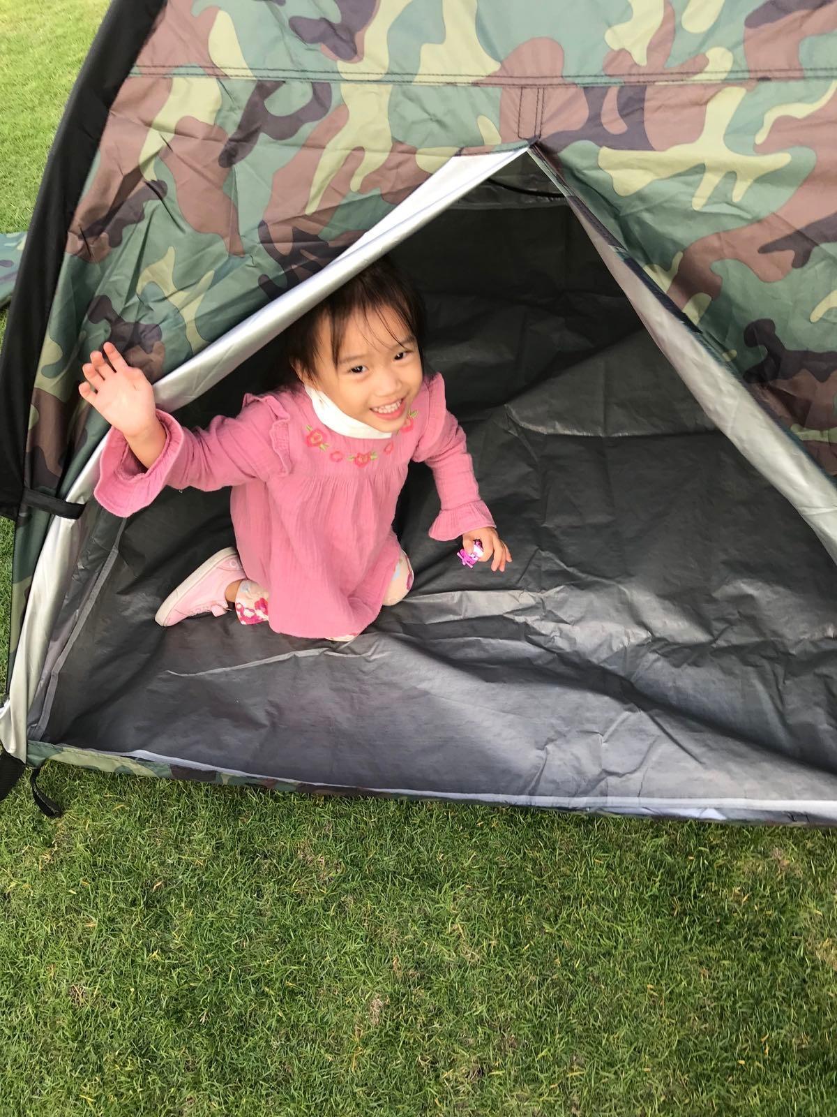 NARMAY Play Tent Camouflage Dome Tent for Kids Indoor/Outdoor Fun - 60 x 60 x 44 inch | Silver Coated & UV Resistant, Waterproof Tent Floor customer photo 2