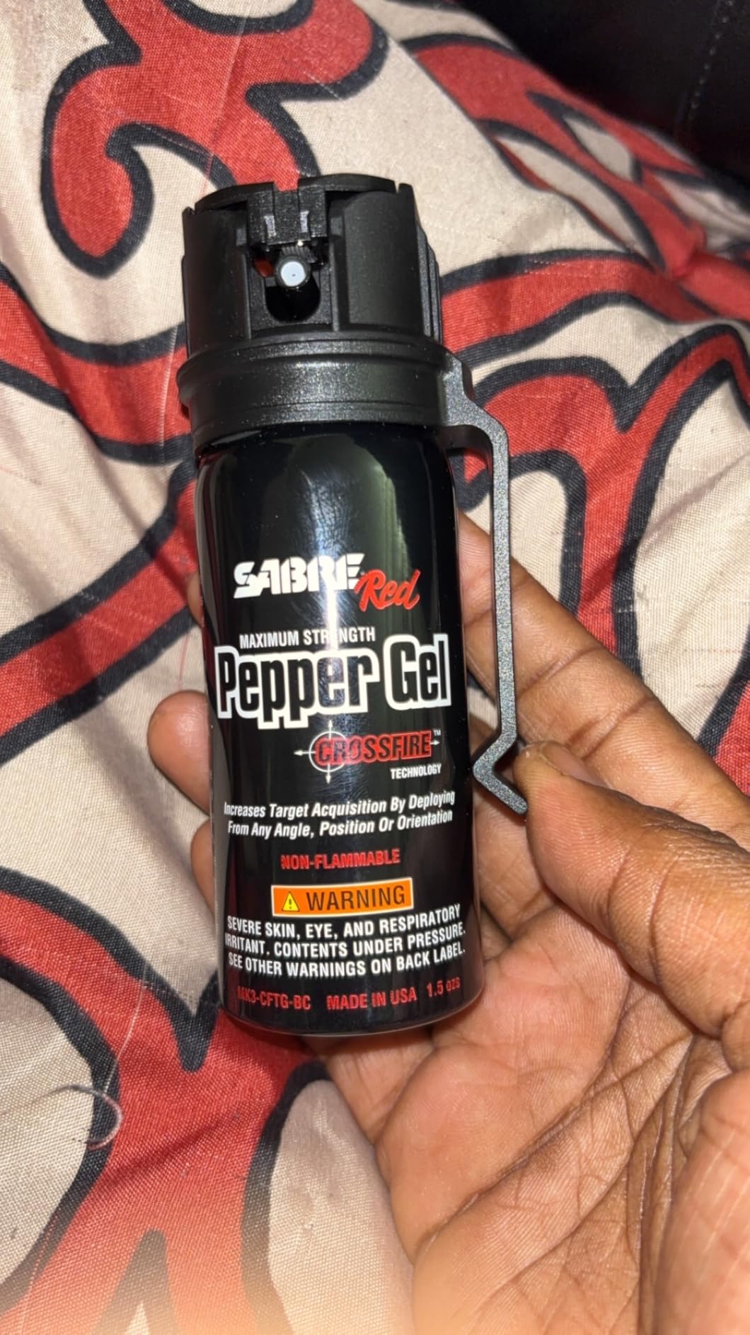 SABRE Crossfire Pepper Gel - 360° Spray for Defense at Any Angle, Maximum Strength Police-Grade OC Pepper Spray with UV Marking Dye, 20-Foot Tactical Range, Fast Flip Top Safety, Belt Clip, 1.5 fl oz customer photo 1