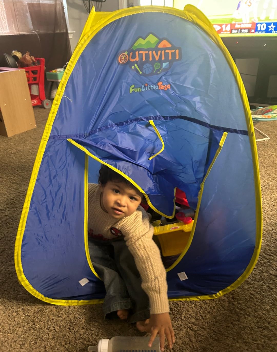 FUN LITTLE TOYS Pop Up Play Tent with Camping Gear and Tools Set, Outdoor Toys for Kids customer photo 1