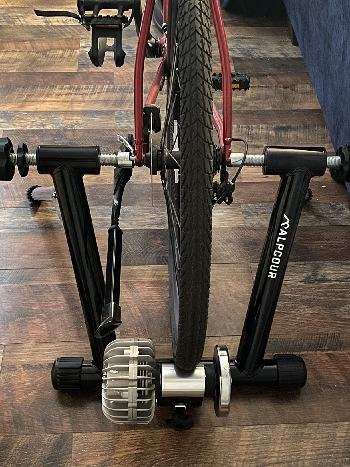 Alpcour Fluid Bike Trainer Stand for Indoor Riding - Portable Foldable Stainless Steel Trainer, Noise Reduction, Progressive Resistance, Dual-Lock System - Road & Mountain Bikes Stationary Exercise customer photo 1