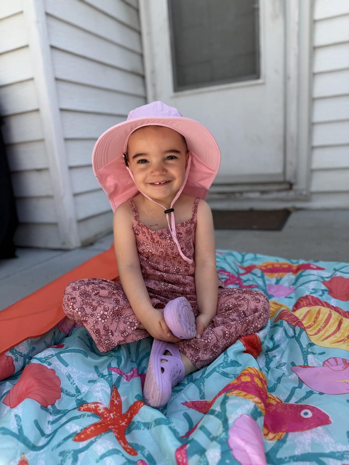 Camptrace Toddler Kids Sun Hat UPF 50+ with Neck Flap Ponytail Hole | 100% Quick-Dry Nylon, Wide Shield Blocks 99% UV, Cooling Mesh Vents, Adjustable Chin Strap, Packable for Swim Trips customer photo 1