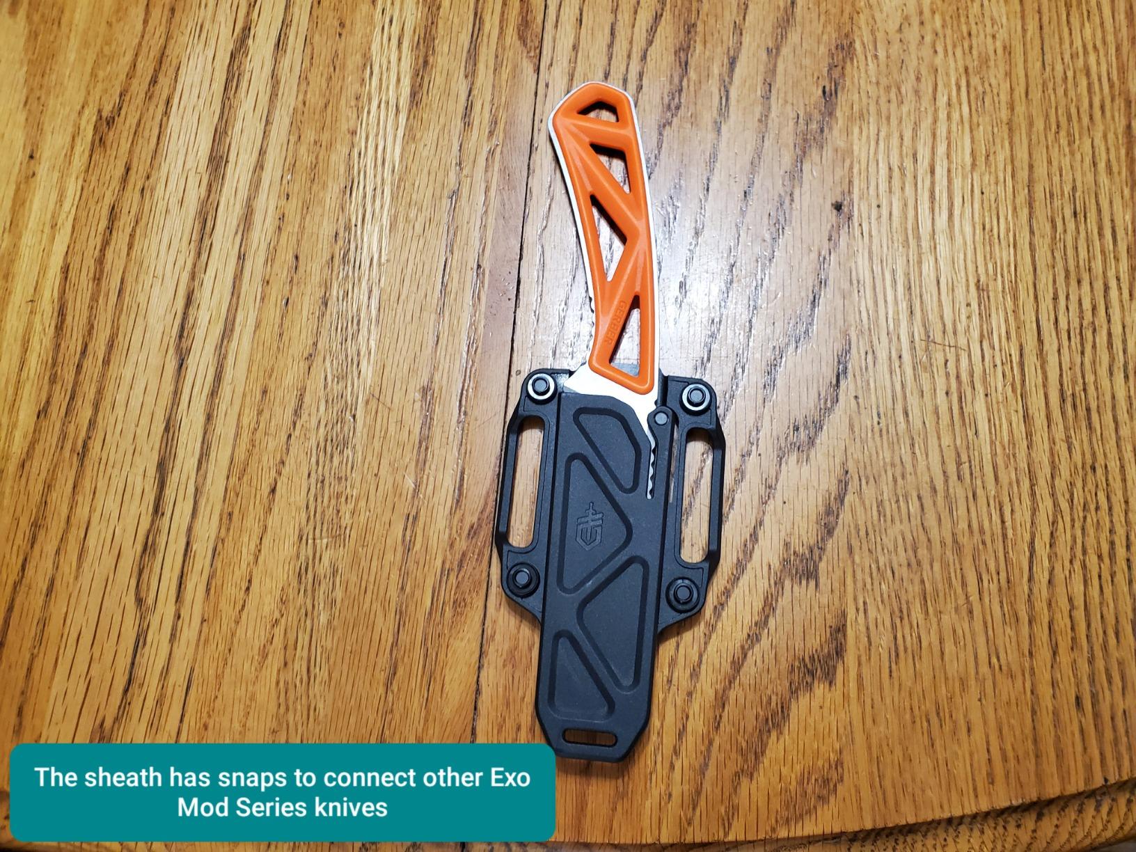 Gerber EXO-MOD Drop Point Fixed Blade Hunting Knife with Sheath, Orange | Full-tang drop point blade, skeletonized handle, ideal for deer hunting, field dressing, EDC customer photo 2