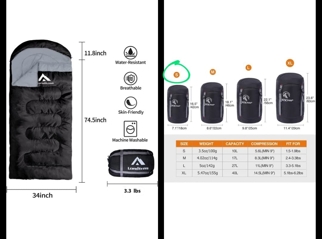 REDCAMP Nylon Compression Stuff Sack, 10L/17L/27L/40L Lightweight Sleeping Bag Compression Sack Great for Backpacking, Hiking and Camping, Blue/Yellow/Army Green/Black customer photo 2