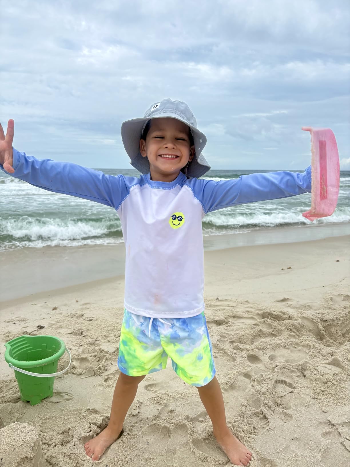Baby Sun Hat Smile Face UPF 50+ Toddler Bucket Hat for Boys Girls 0-7 Years customer photo 1
