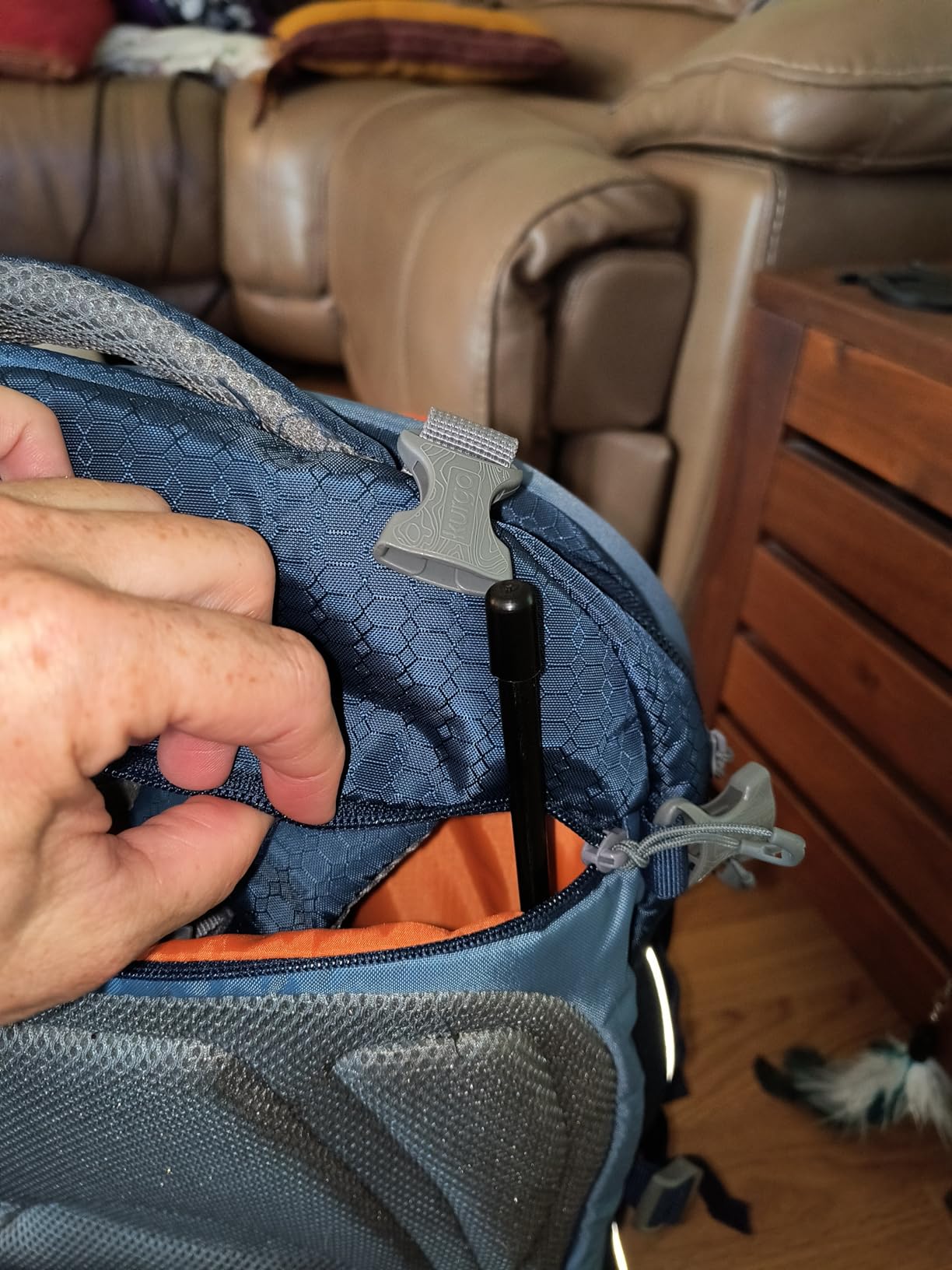 Kurgo G-Train Dog Carrier Backpack - Comfortable Travel Bag for Pets Up to 25 lbs - Waterproof Bottom - Multi-Compartment Pack - Dog Hiking Gear - Rugged Adventure Backpack - Navy Blue customer photo 1