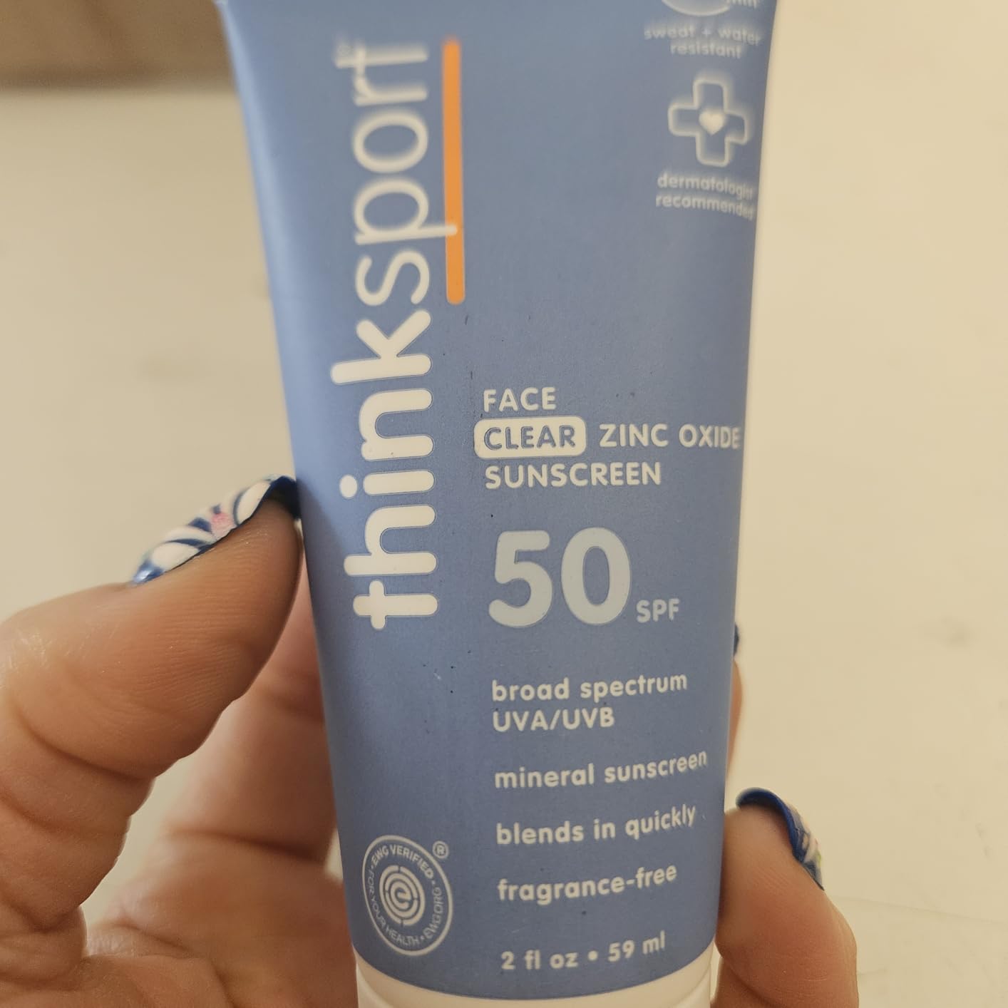 Thinksport Mineral Sunscreen for Face 50 SPF with Clear Zinc Oxide, 2 Fl Oz customer photo 1