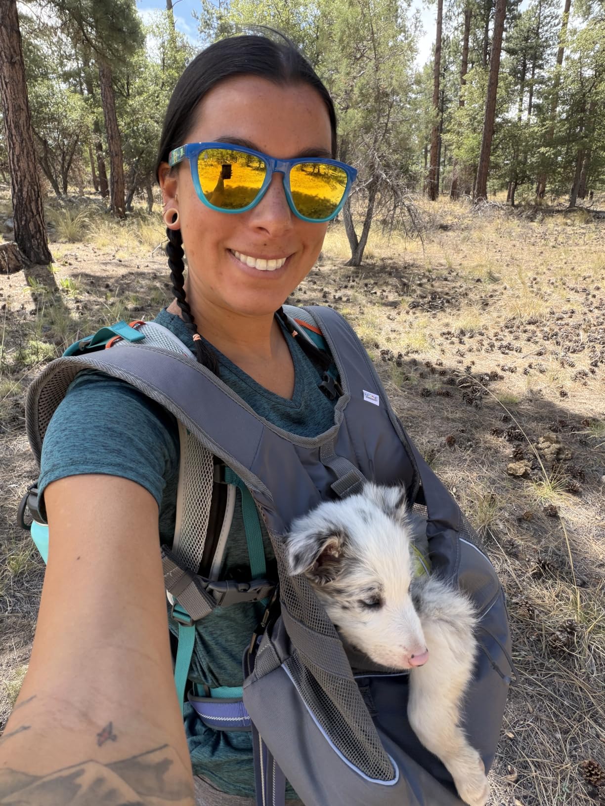 Outward Hound PupPak Dog Front Carrier, Medium, Grey - Hands-Free Hiking & Camping Pet Backpack for Small Pets up to 20 lbs, Padded Straps, Breathable Mesh, Water-Resistant, Safety Clip customer photo 2