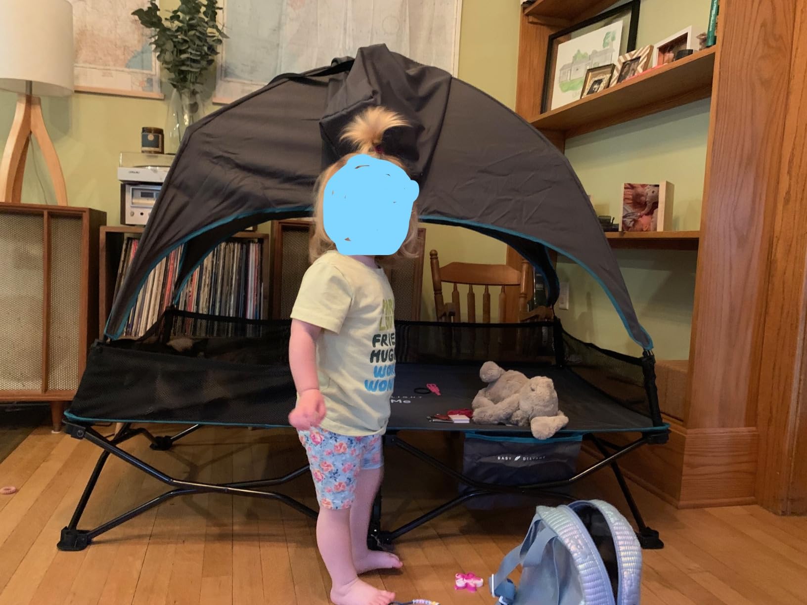 Baby Delight Go with Me Bungalow Deluxe Portable Cot, Grey | Toddler Travel Bed, Indoor and Outdoor, Removable Sun Canopy, Sturdy Metal Frame, Safety Locks, Folds Up Easily customer photo 2