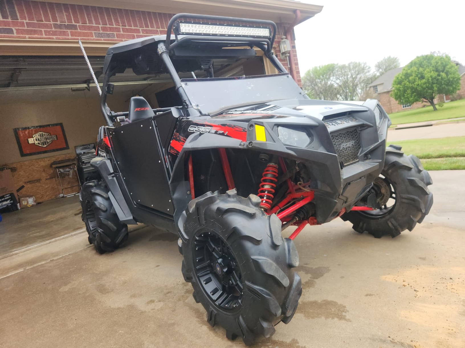 KUAFU Metal Doors Compatible with Polaris RZR 800/S800/XP900 570 2-Door UTV | Fits for 2008-2014 RZR 800/ S 800/ XP 900 & 2012-2021 570 2-door Models, Black Powder Coated Surface, Steel & Aluminum customer photo 1