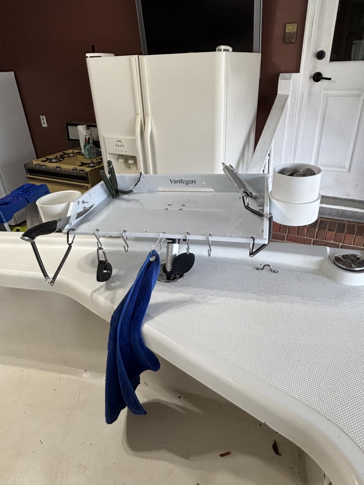 Boat Cutting Board Bait Table Filet Board For Fish Cleaning Station White Fishing Fillet Table, In Single Rod Holder With Plier Storage and Knife Slot, Marine Accessories For Boats Grill customer photo 2