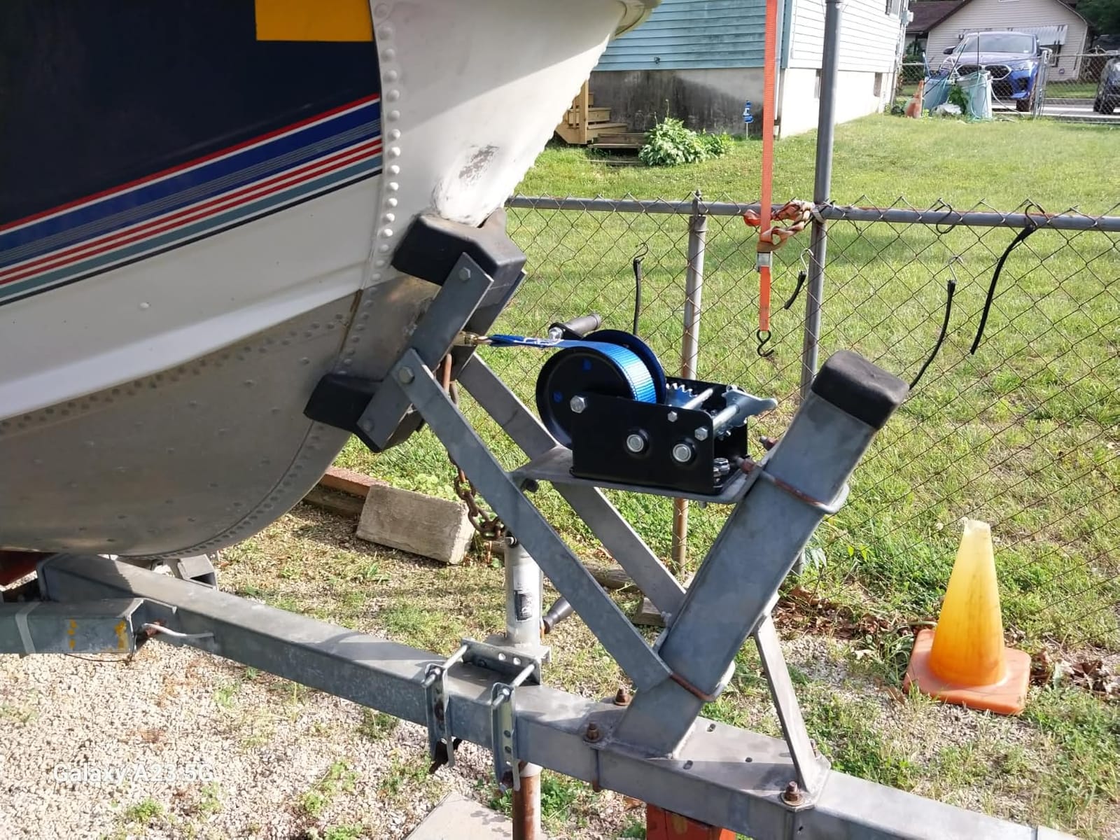 Boat Trailer Winch Hand Winch 3500lbs with 33ft (10m) Polyester Strap | Hand Crank Winch, Two Way Ratchet Boat Winch for Trailer Truck ATV Boat customer photo 1