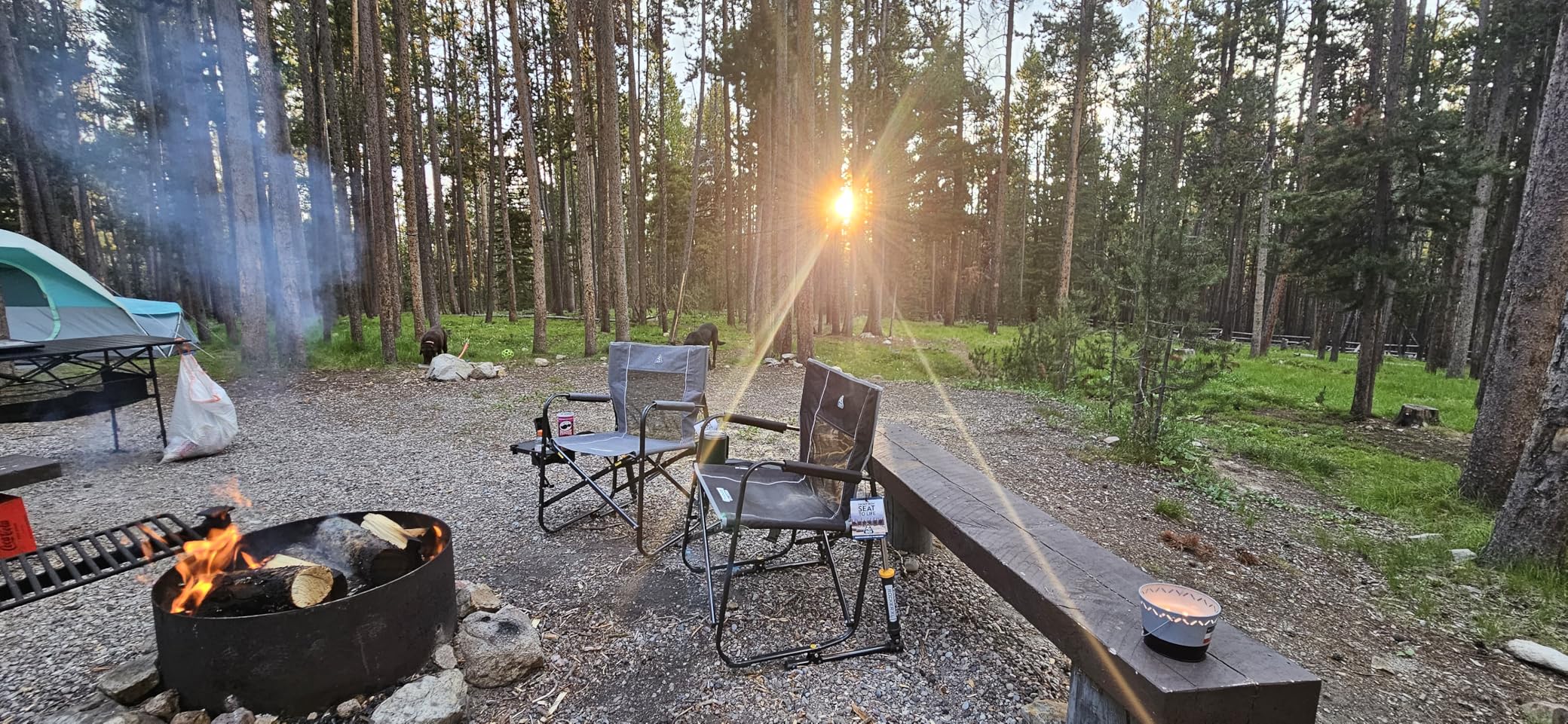 GCI OUTDOOR Freestyle Rocker with Side Table Camping Chair | Portable Folding Rocking Chair with Solid, Durable Armrests, Drink Holder & Comfortable Backrest - Heathered Indigo customer photo 2