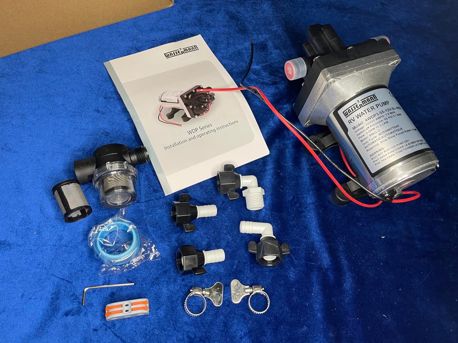 WASSERMANN RV Pump, 12V Self-priming RV Water Pressure Pump 4.0GPM 45PSI with Pressure Switch, for RV Marine Camping Yacht Garden, 12Volt DC Fresh Water Pumps RV Water Pump 2088-554-144 Replacement customer photo 1