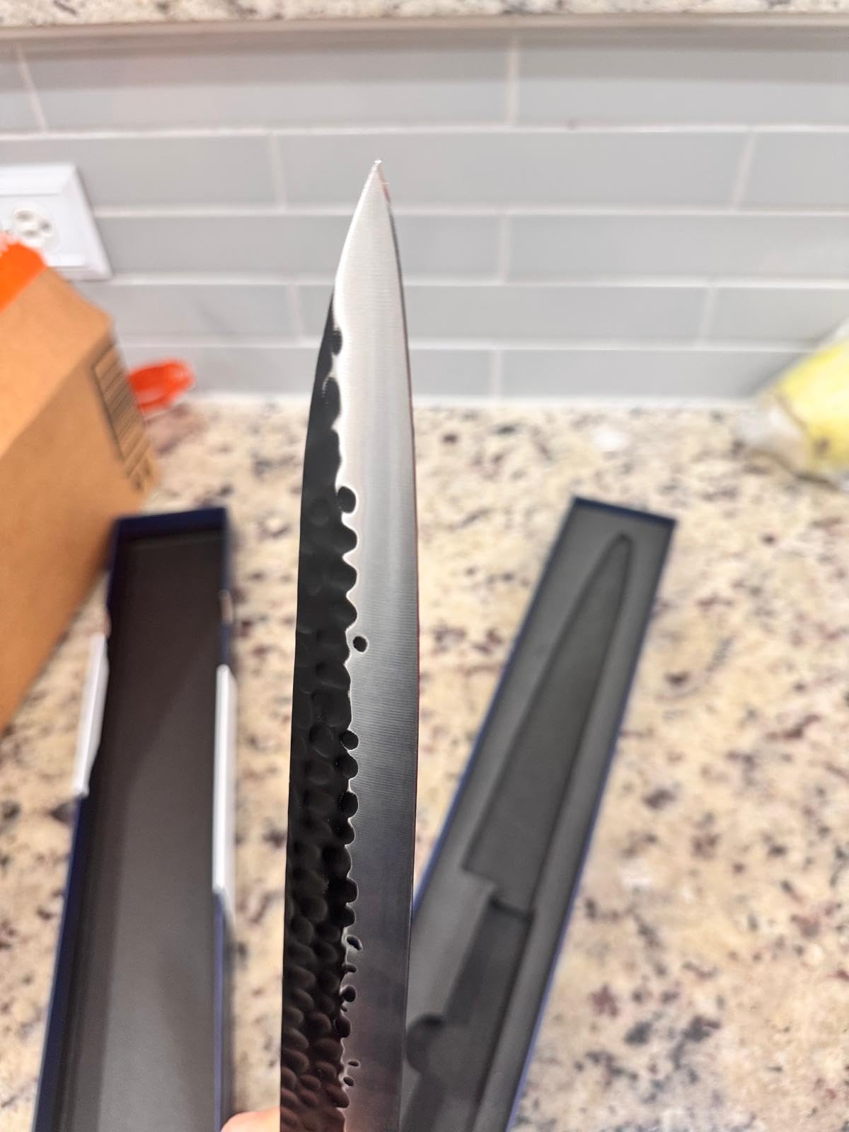 KEEMMAKE Sushi Knife Japanese Sashimi Knives 10 Inch, 440C Stainless Steel Yanagiba Knife, Kitchen Chef Knives with G10 Rosewood Handle for Cutting Sushi & Sashimi, Fish Filleting, Gift Box Included customer photo 1