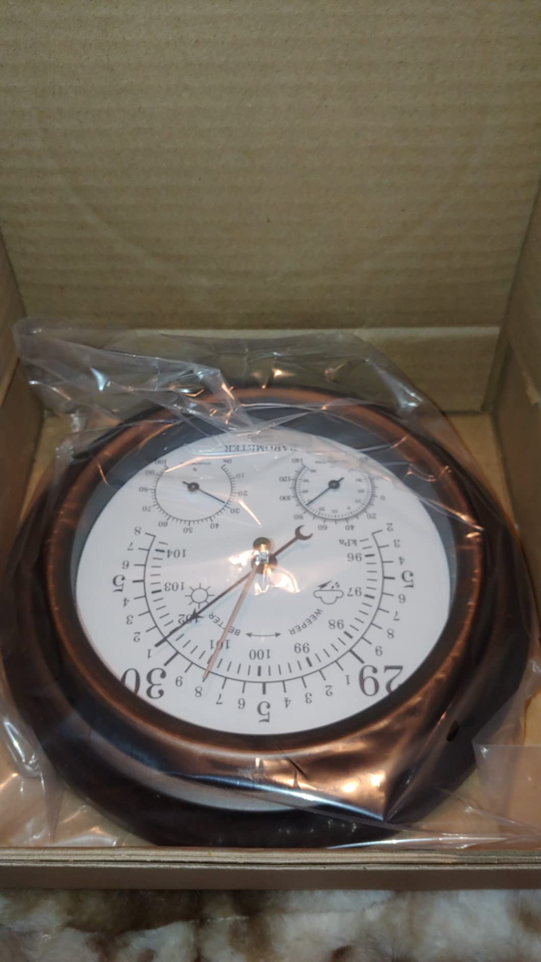 8 in Steel Barometer Thermometer Hygrometer Weather Station Wall Mounted | 3 in 1 Atmospheric Pressure Monitor, Hanging Design, Suitable For Home Office Boat Baby Room Fishing Use customer photo 1
