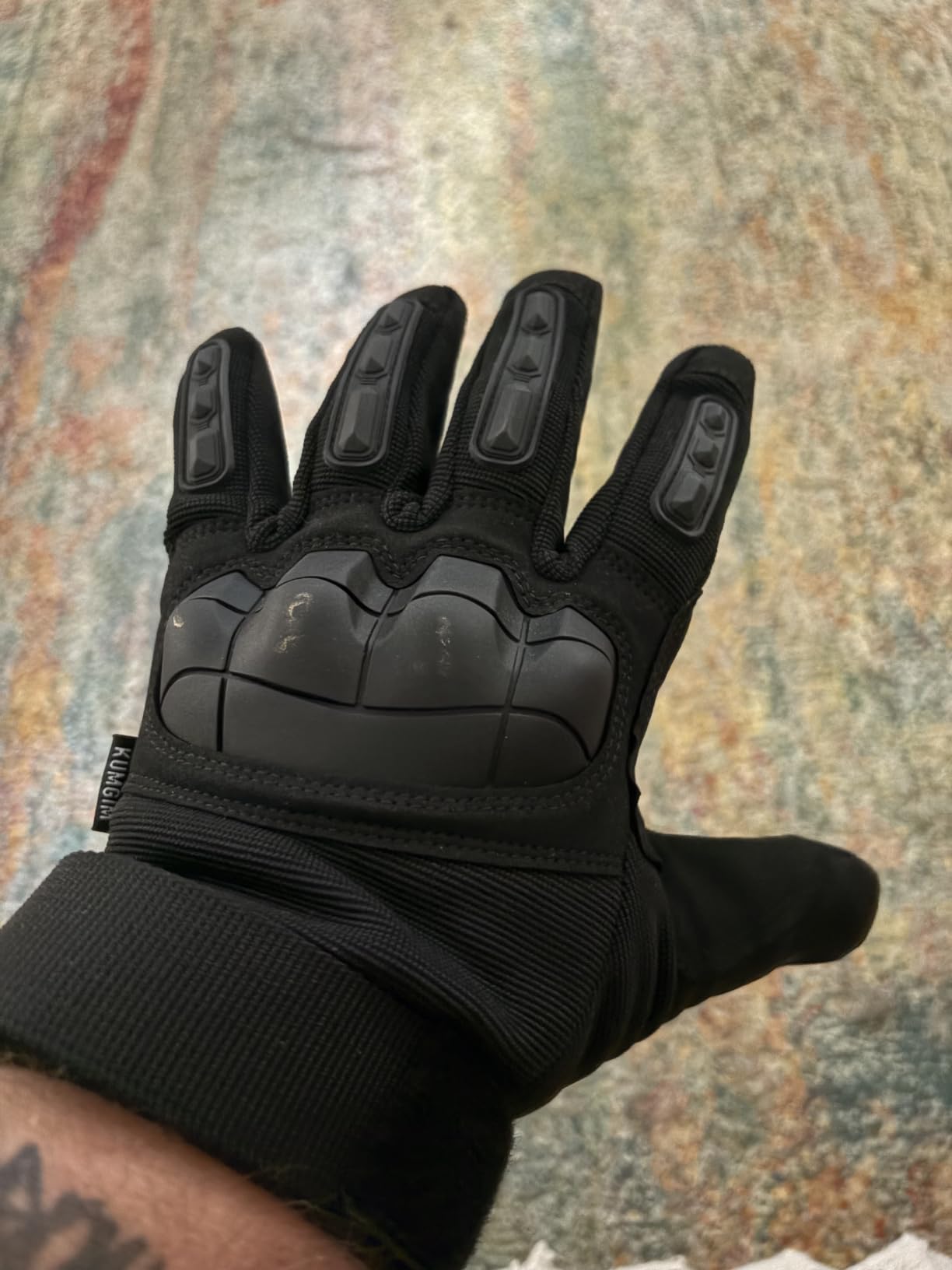 KUMGIM Tactical Motorcycle Gloves with Knuckle Protection Touchscreen | Knuckle Guard, Leather Palm, Anti-Slip Grip, Breathable, for Airsoft, Paintball, ATV/Dirt Bike, Hunting, Climbing, Hiking customer photo 1