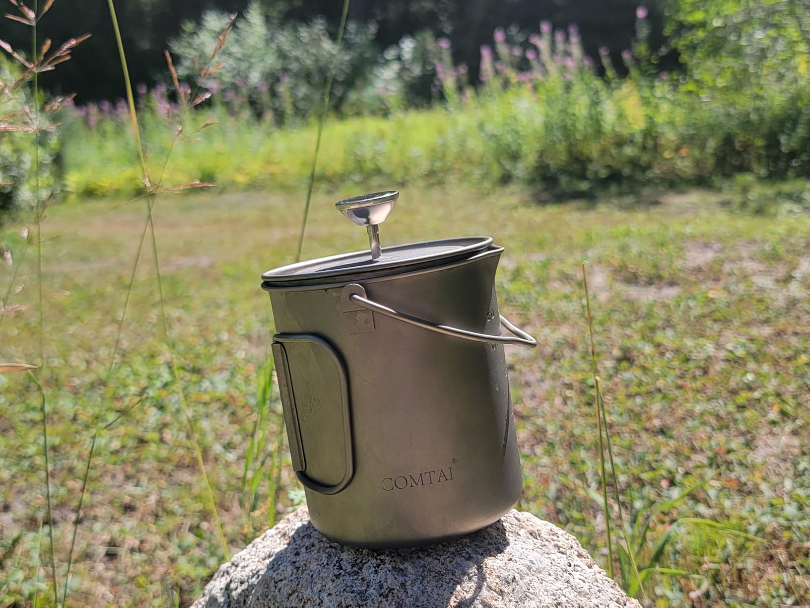 Titanium French Press Pot 750mL/25 fl oz Coffee Maker Camping with Lid and Filter Titanium French Press Cup Backpacking for Outdoor Hiking Camp customer photo 2