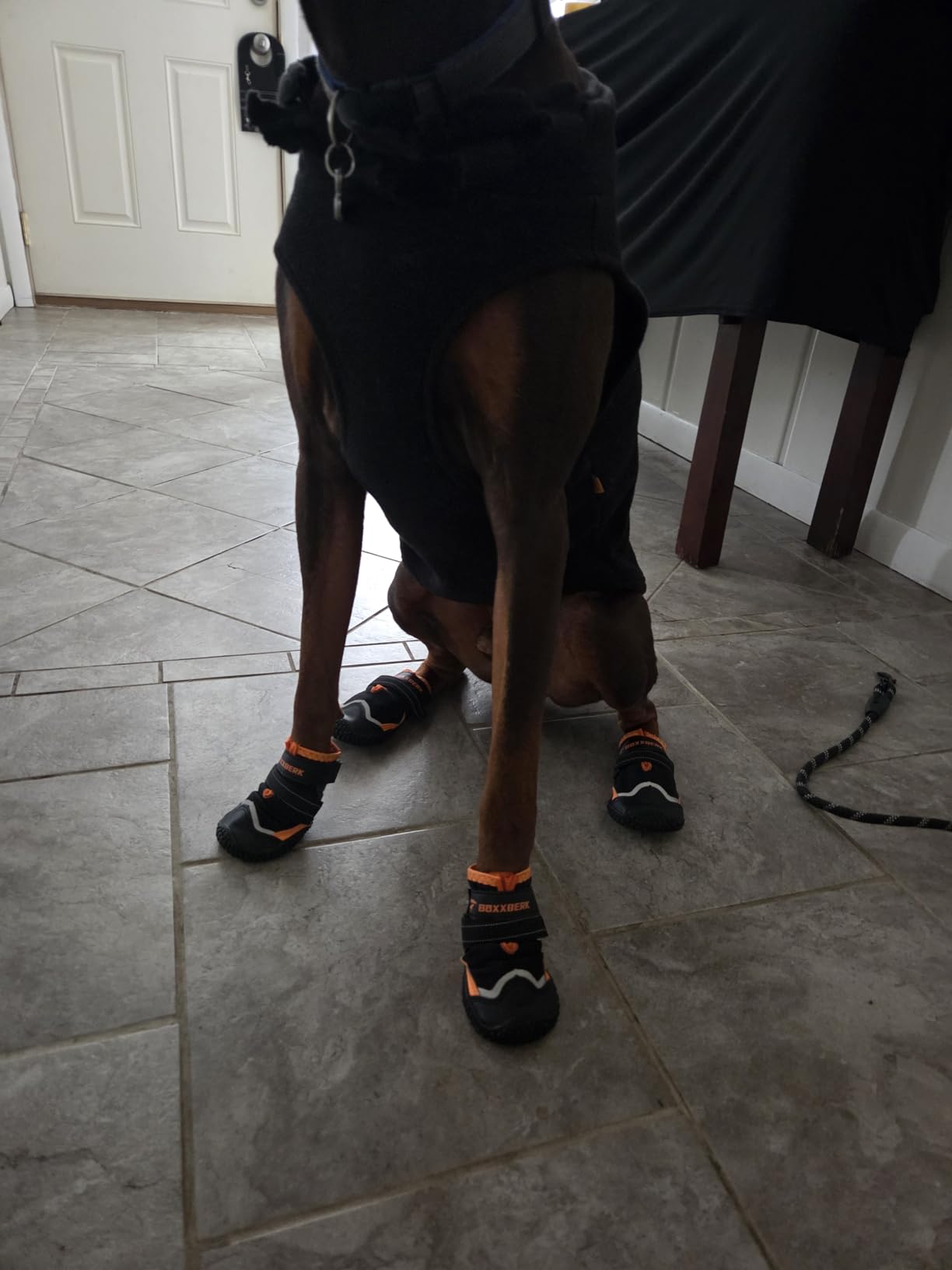 Dog Shoes for Large Dogs,Waterproof Dog Booties for Hot Pavement Winter Snow,Anti-Slip Dog Boots Paw Protector with Reflective Strips for Outdoor Walking Hiking (Black,2.35