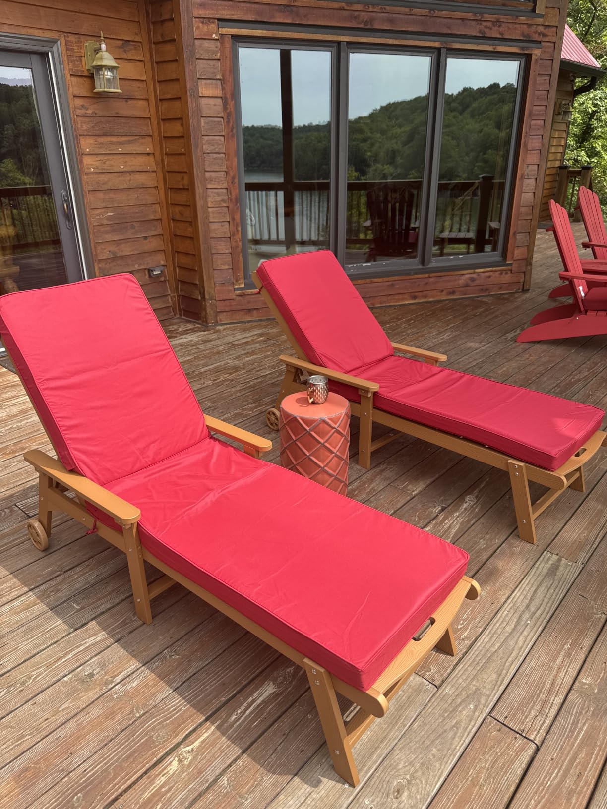 LUE BONA Outdoor Chaise Lounge, 5-Position, 2-Pack, Teak Color customer photo 1