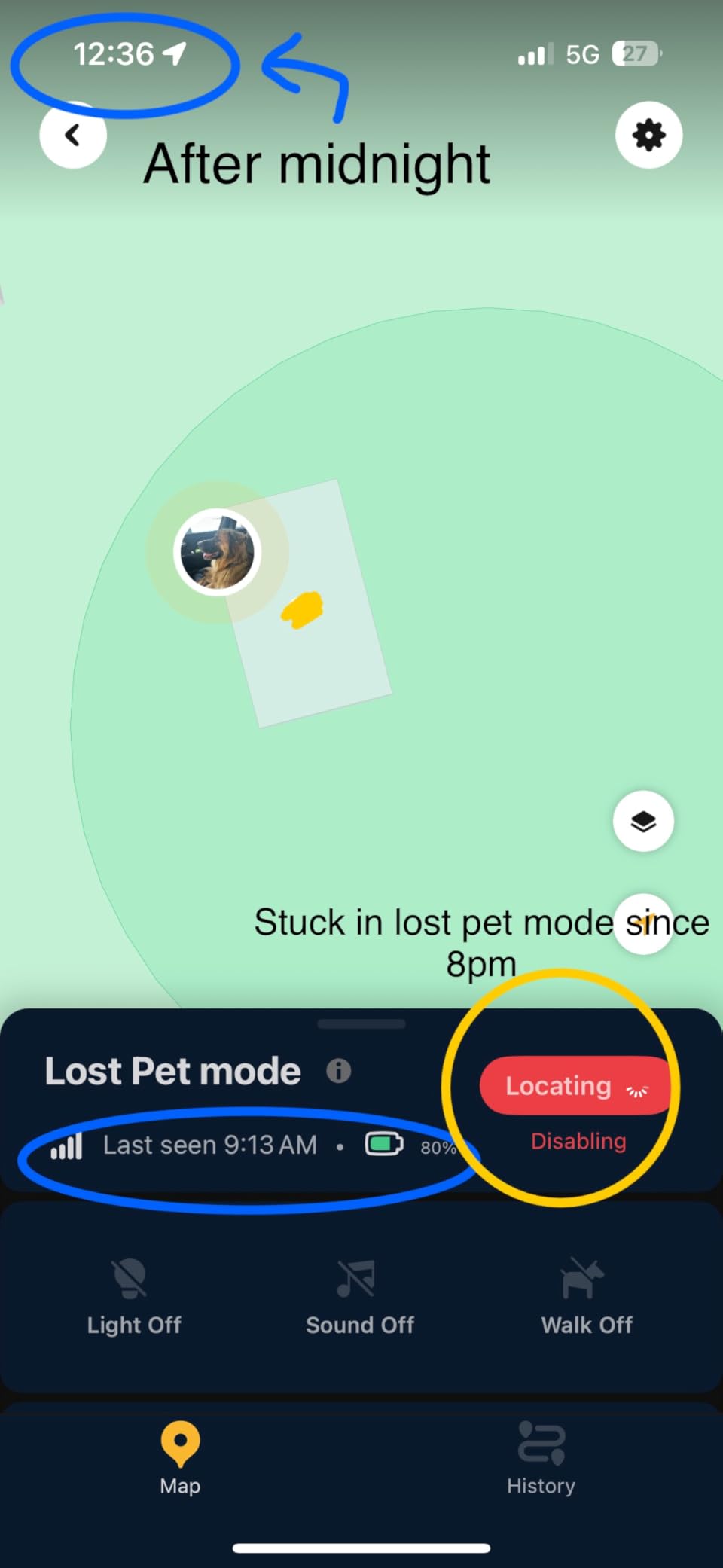 Petcube GPS Tracker for Dogs - Real-Time GPS Tracking & Escape Alerts | Virtual fences, activity & wellness monitoring, glow-in-the-dark, water & dust resistant customer photo 1