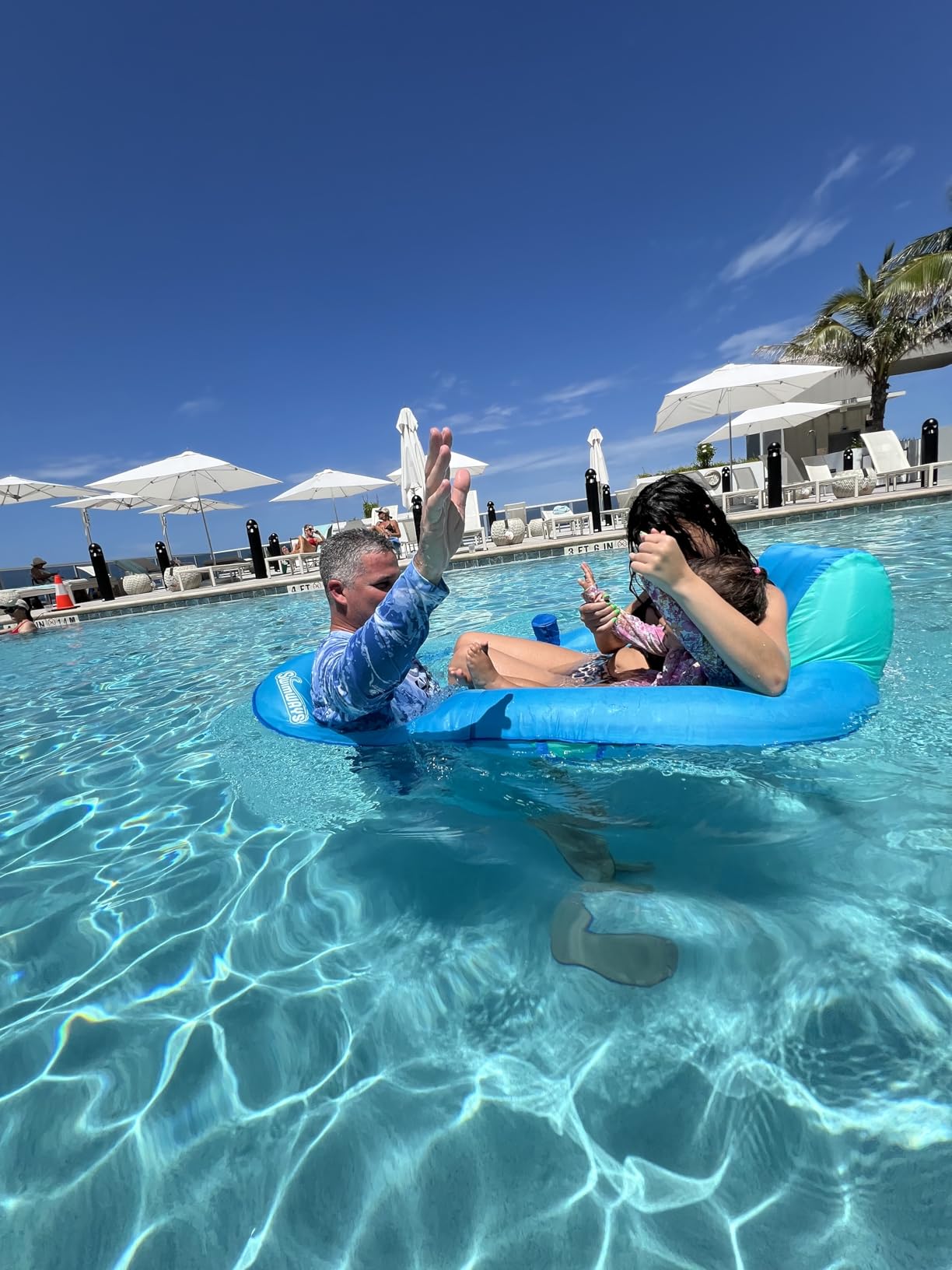 SwimWays Spring Float Recliner, Fast-Inflating Adult Pool Lounger; Ages 15+ | Patented Fast Inflation for Immediate Use During Travel, Fits Most Adults and Teens customer photo 2