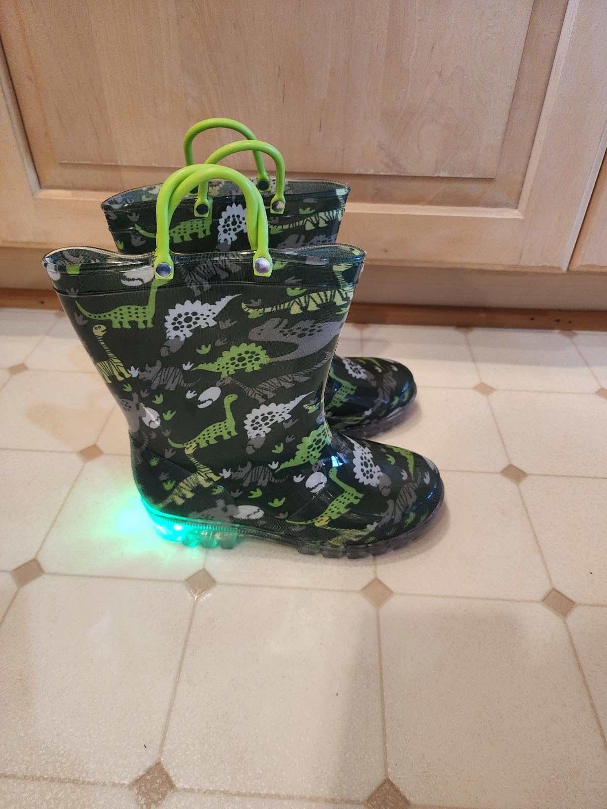 WILLPORT Kids Waterproof Light Up Rain Boots | Safety certified.Non-toxic.Light-up adds low-light safety.Easy-on handles.Non-slip deep-groove sole.Durable for active play customer photo 2