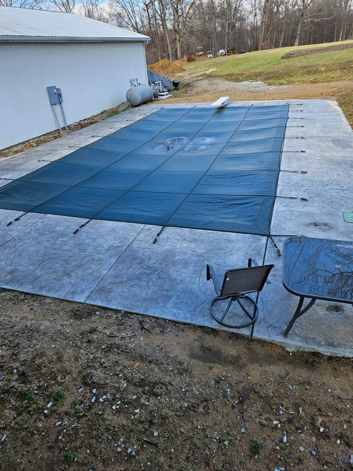 Inground Pool Cover Safety Fits 15x30ft Rectangle Swimming Pool, Mesh Solid Pool Cover for Inground Pools, Winter Pool Safety Cover Includes Safety Net and Installation Tools Green customer photo 1