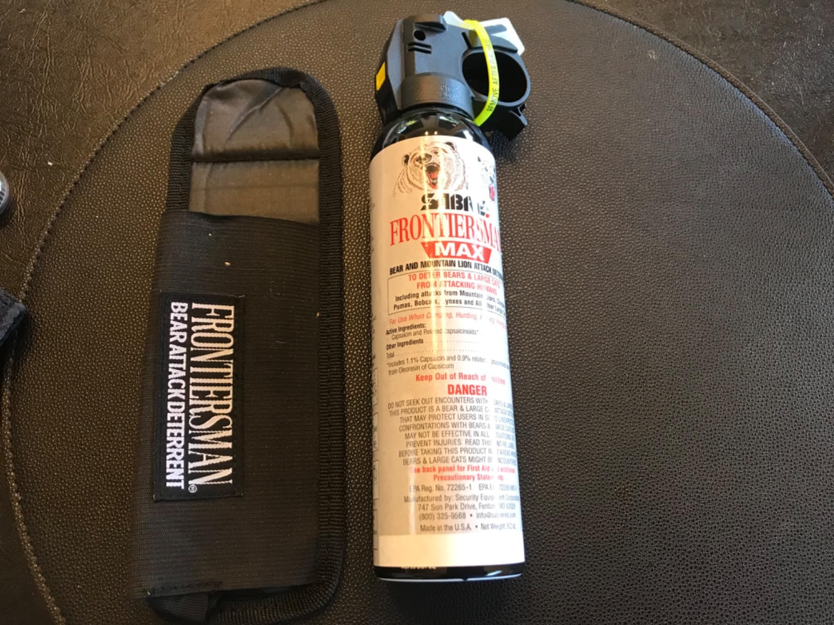 SABRE Frontiersman MAX Bear Spray & Mountain Lion Deterrent - 40‑Foot Range, Max Strength 2% Major Capsaicinoids, EPA‑Registered, Self Defense for Hiking, Camping, Hunting, Fishing & Biking, 9.2 oz customer photo 2