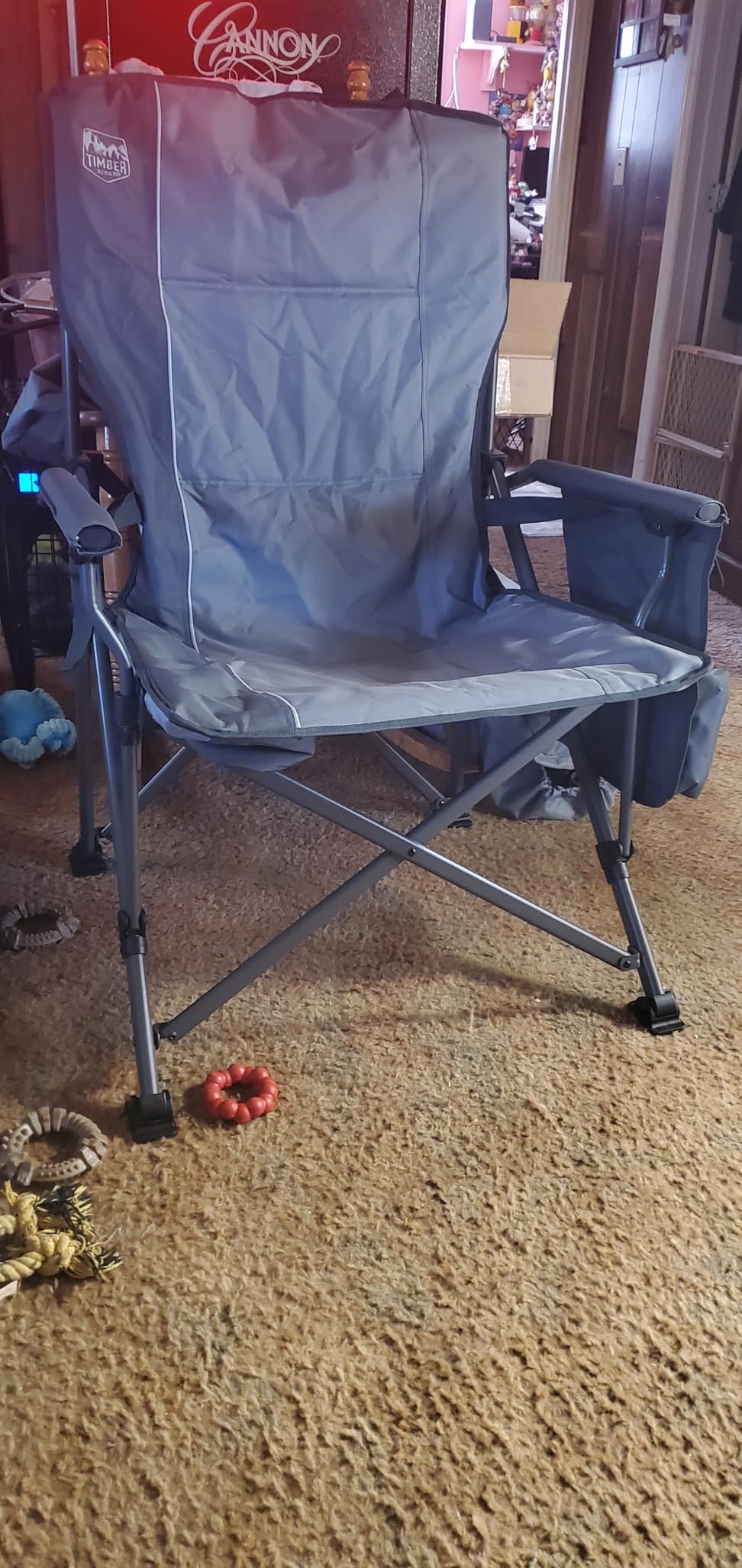 Timber Ridge Oversized Folding Camping Chair with Lumbar Support Adjustable High Back Heavy Duty for Adults Support up to 500lbs with Cup Holder, Cooler Bag, Side Pocket, Blue customer photo 1