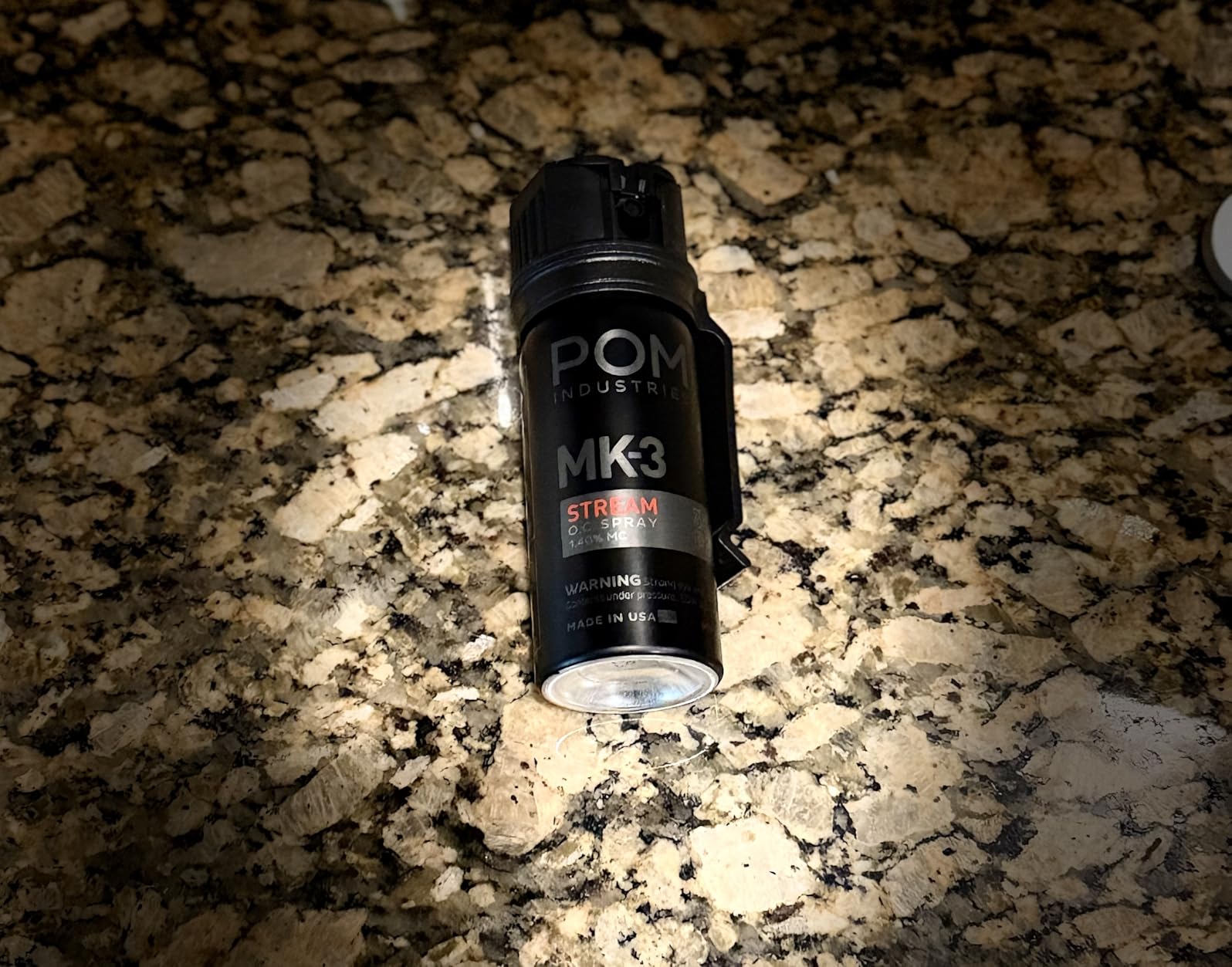 POM MK3 Pepper Spray, Belt Clip Model, Maximum Police Strength OC with UV Marking Dye, Quick Flip Top Safety, 360° Performance At Any Angle, Powerful Accurate Stream, 18 ft Range, 1.8 fl oz customer photo 1