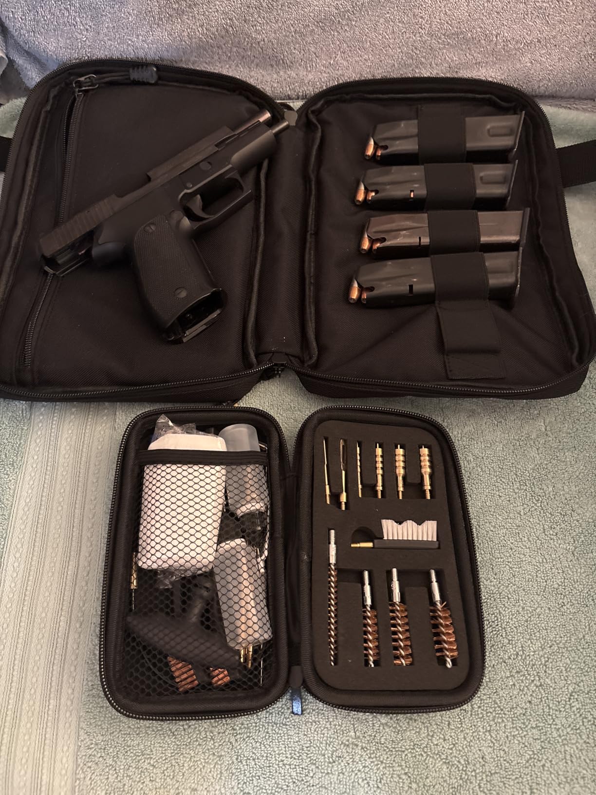 BOOSTEADY Universal Handgun Cleaning kit .22,.357,.38,9mm,.45 Caliber Pistol Cleaning Kit Bronze Bore Brush and Brass Jag Adapter customer photo 1