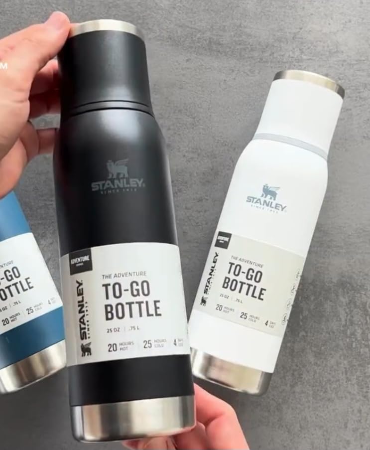 Stanley Adventure-To-Go Vacuum Bottle 25 oz | Wide Mouth with Leakproof Cup Lid | Keep Drinks Hot or Cold | Packable for Travel | Insulated Stainless Steel Thermal Bottle | BPA-Free | Frost White customer photo 1