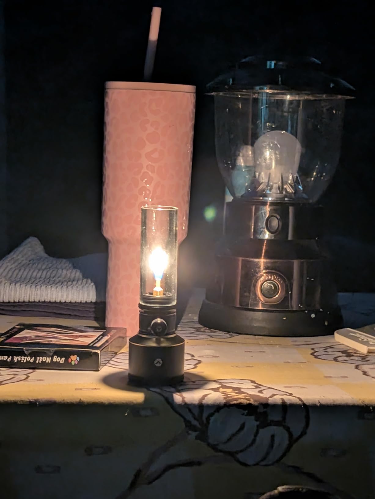 CAMPINGMOON Camping Gas Candle Lantern 15g Refillable Tank (Black) | Soft candle style glow for camp tables and outdoor dining customer photo 2