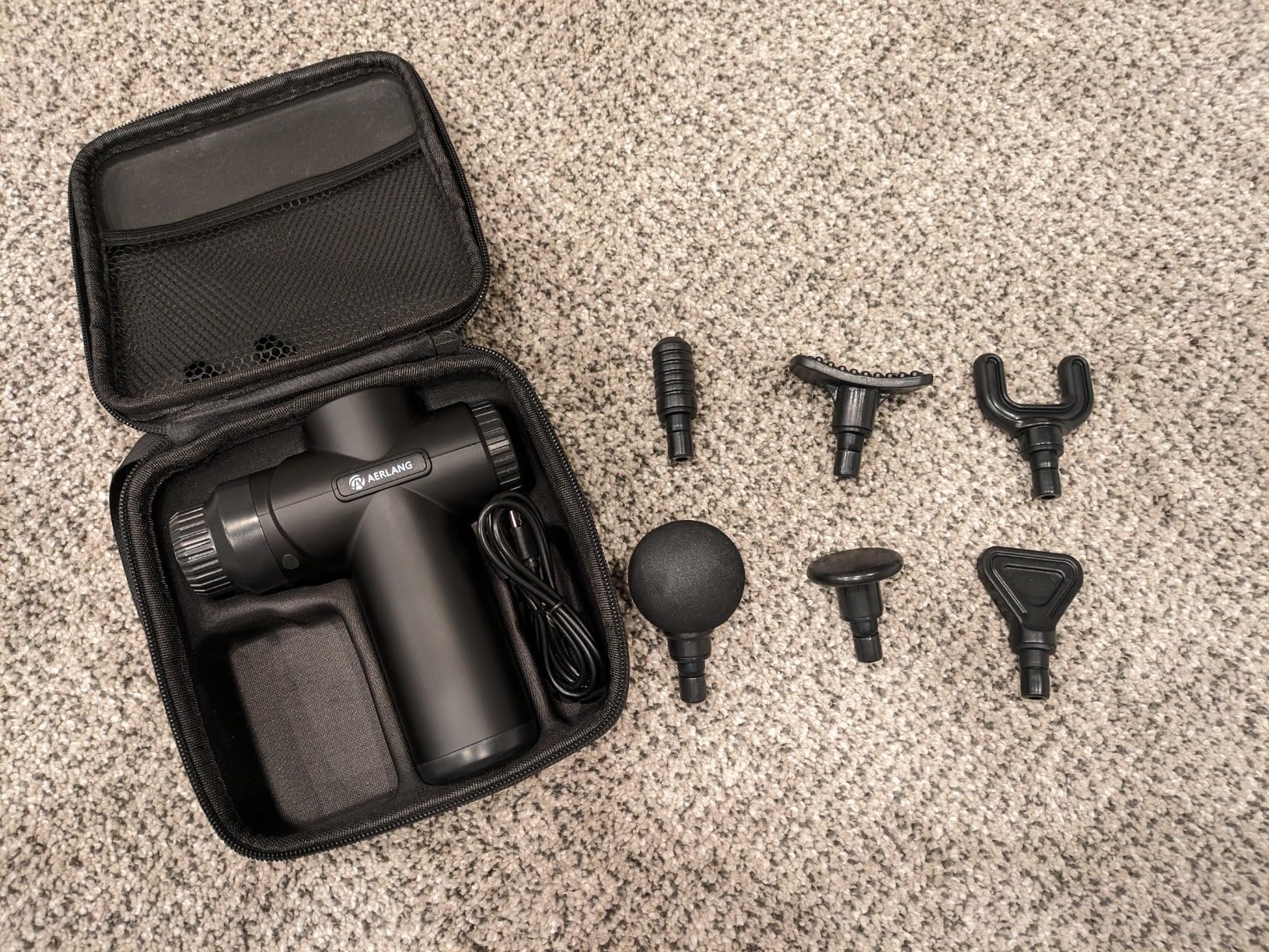 AERLANG Mini Portable Massage Gun Deep Tissue | Muscle Massager Handheld Percussion Travel Massage Gun with 6 Heads for Back Pain Relief Comes with a Carrying Case customer photo 1