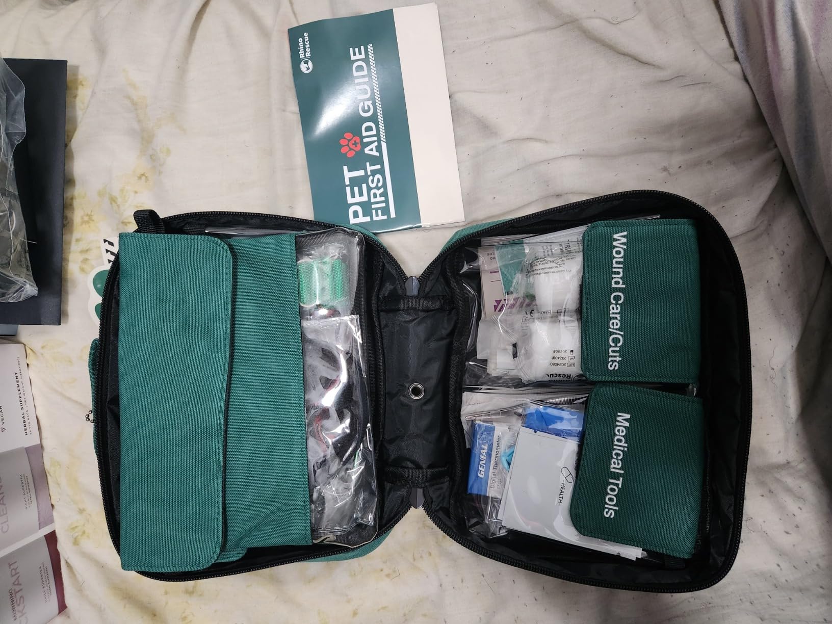 RHINO RESCUE Dog First Aid Kit, Pet Emergency Kit for Daily & Wound Care | Compact Dog First Aid Supplies with Thermometer/Poop Bags/First Aid Guide, Vet Approved customer photo 2