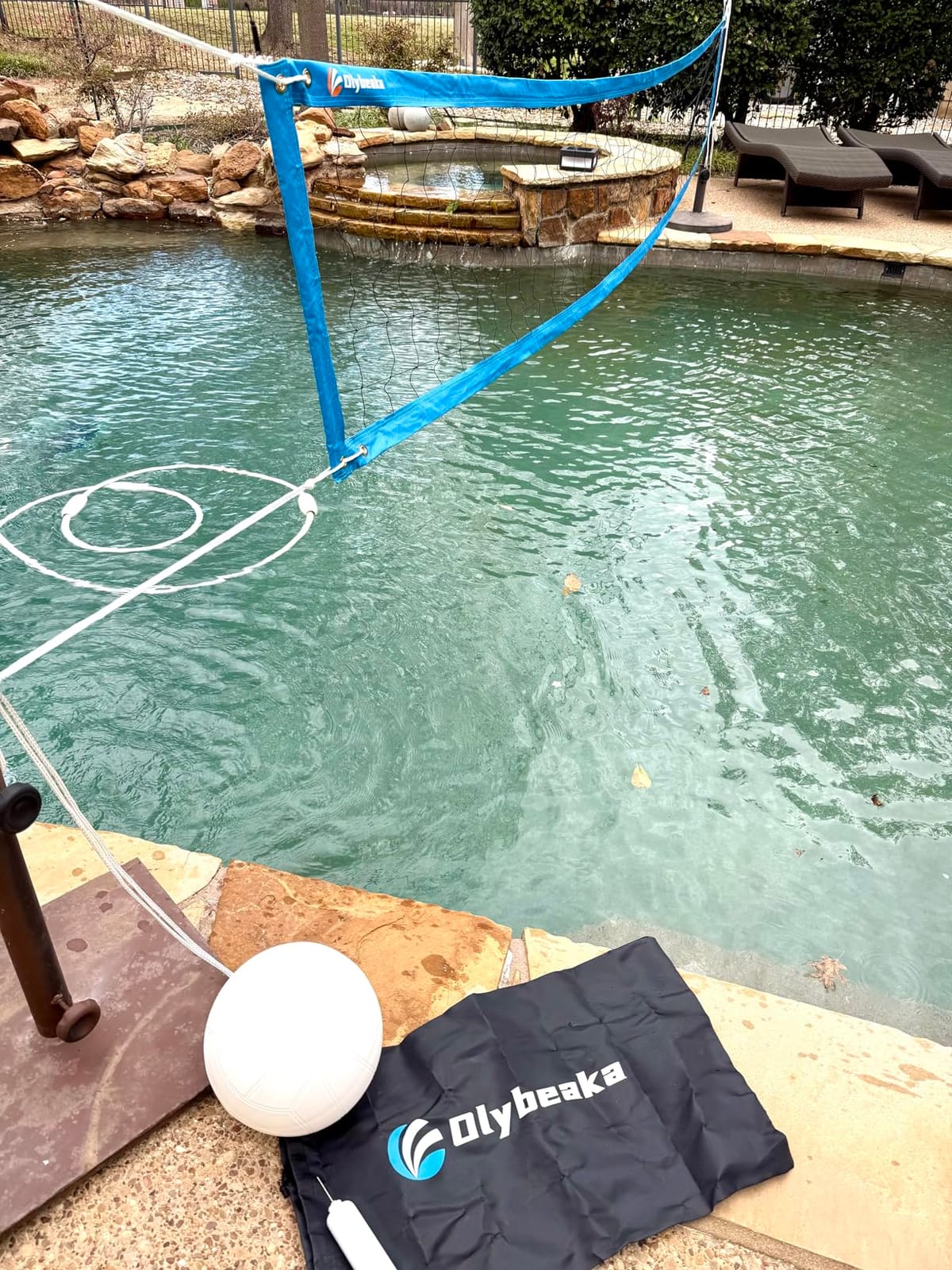 Base Free Swimming Pool Volleyball Net Set for Inground Pools | 3-Height Adjustable 1.5