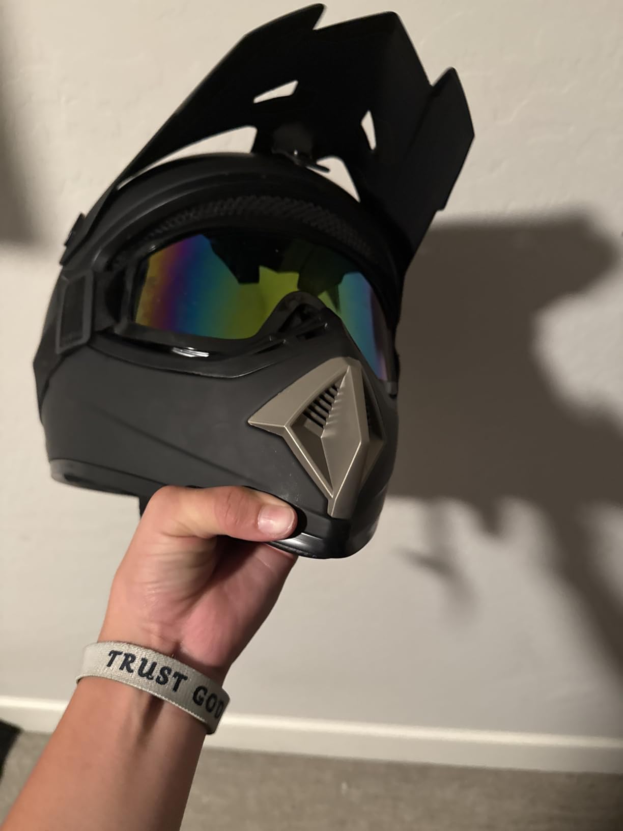 CARTMAN Matte Black Adult Full Helmet Large, DOT Approved ATV Dirt Bike | Matte black full-face. Adult/Teen. DOT ABS, vented, weatherproof, adjustable. Goggles/gloves. Street, dirt, snow. customer photo 1