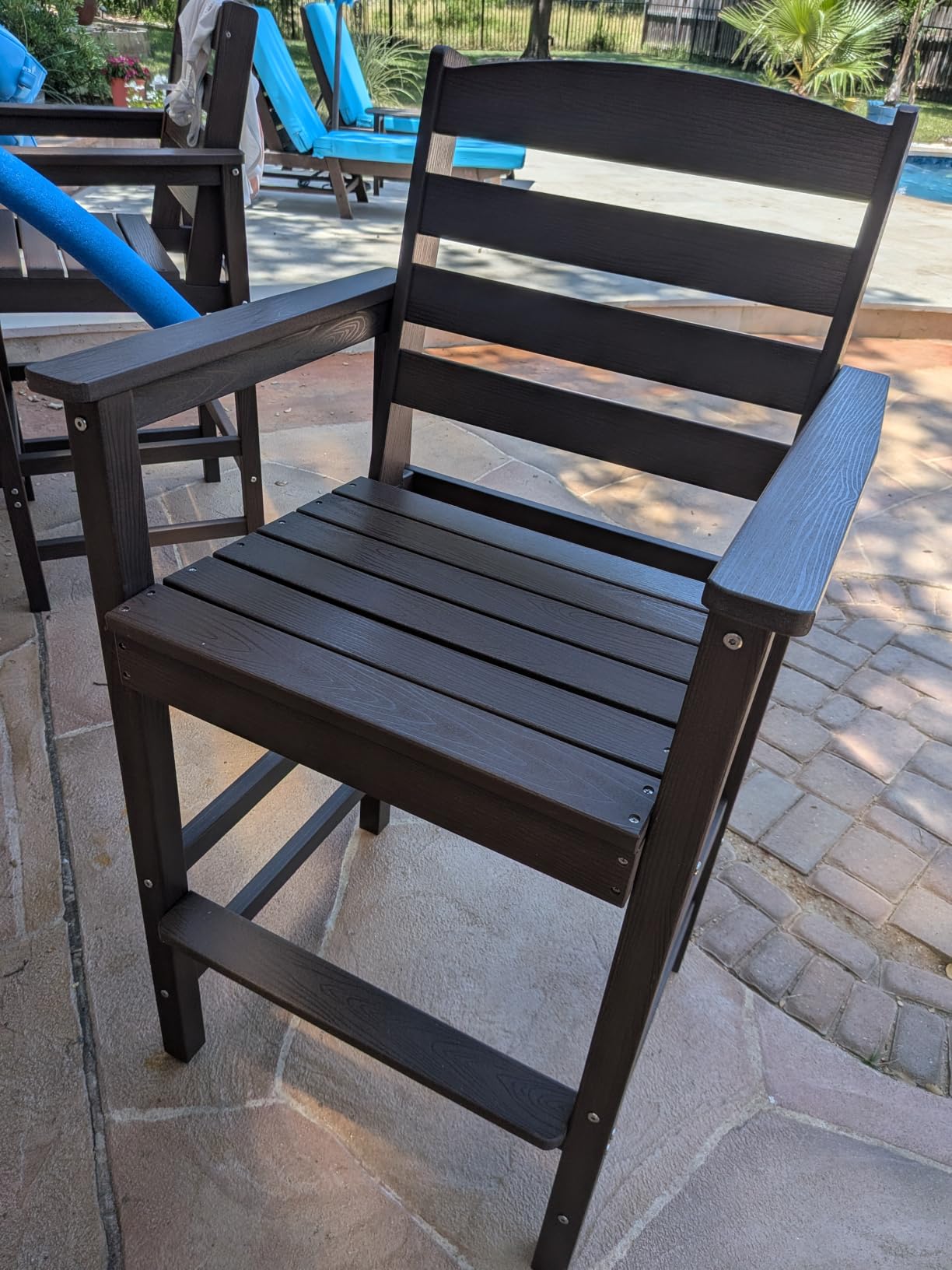 2-Pieces Tall Adirondack Chairs, HDPE Balcony Barstools Set, Blue | Oversized Outdoor Bar Height Barstools Widened Chairs of 2, High Top Bar Chairs Set for Bistro, Poolside, Garden customer photo 2