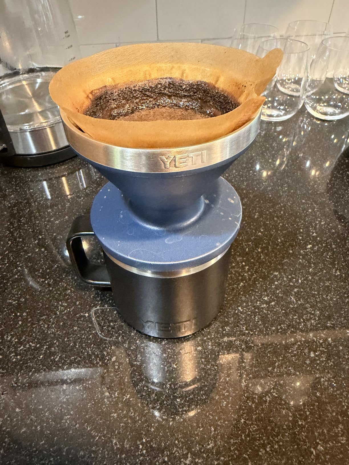 YETI Pour Over Coffee Maker Accessory Ramblers, Designed for Perfect Coffee Extraction Anywhere, Stainless Steel, fits any V60 Filter, Navy customer photo 1