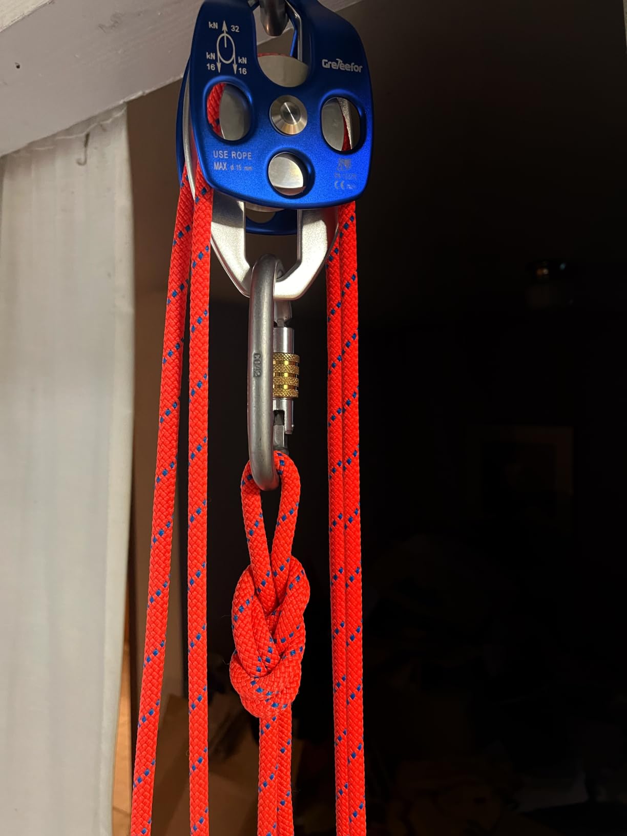 Heavy-Duty Double Block and Tackle Pulley System - 100Ft x 1/2'' Rope, 7700 LB(35KN) Breaking Strength, 4:1 Lifting Ratio customer photo 2