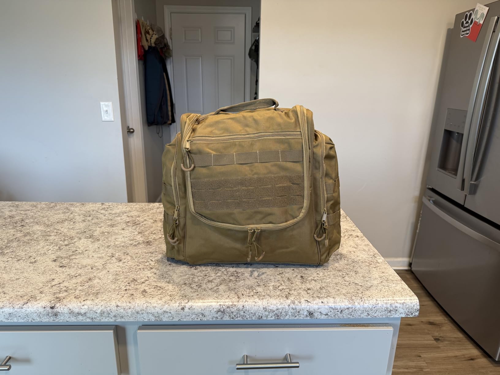 HODRANT Large Tactical Camping Kitchen Organizer for BBQ Cooking Essentials | Hanging Cookware Storage Bag with Paper Towel Holder & Multi Pockets, Portable Camp Utensil Organizer, Khaki, Bag Only customer photo 2