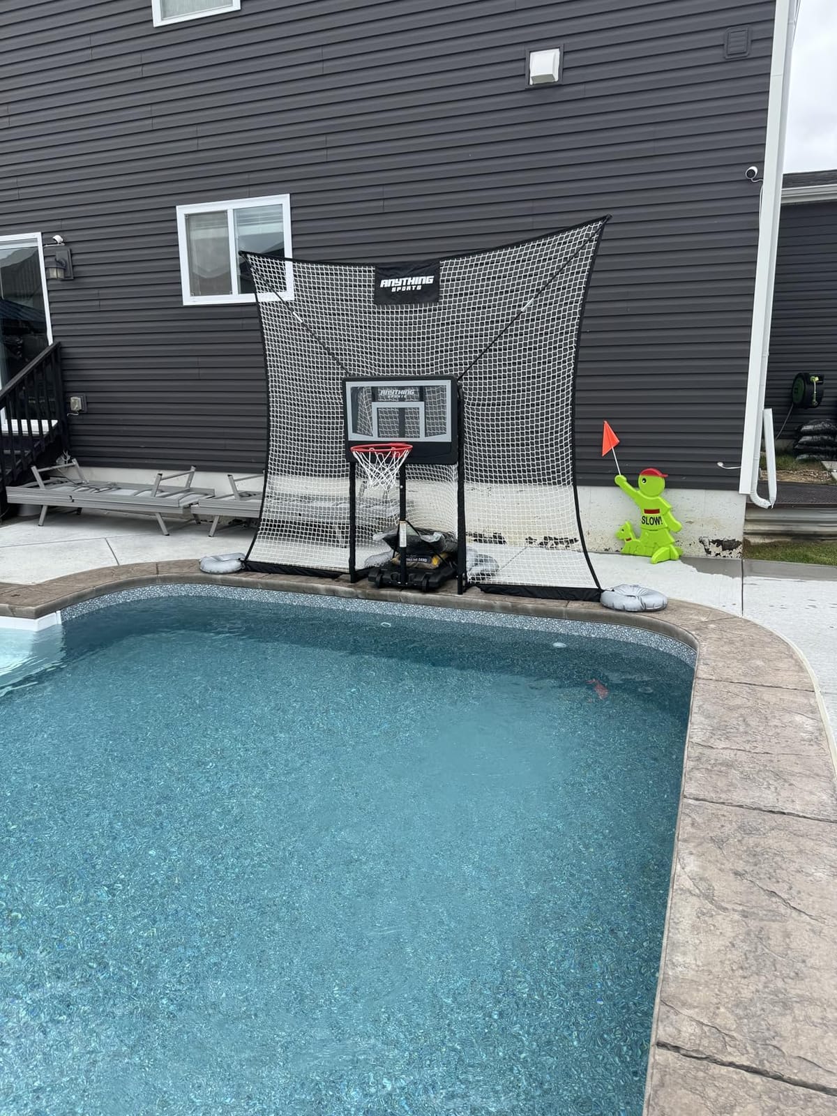 Pool Basketball Hoop with Backstop - Adjustable Poolside Basketball Goal with 10x8 FT Ball Backstop, 23x33 Inch Backboard | Stay-in-Pool Design | Easy Setup | 12-Month Warranty customer photo 1
