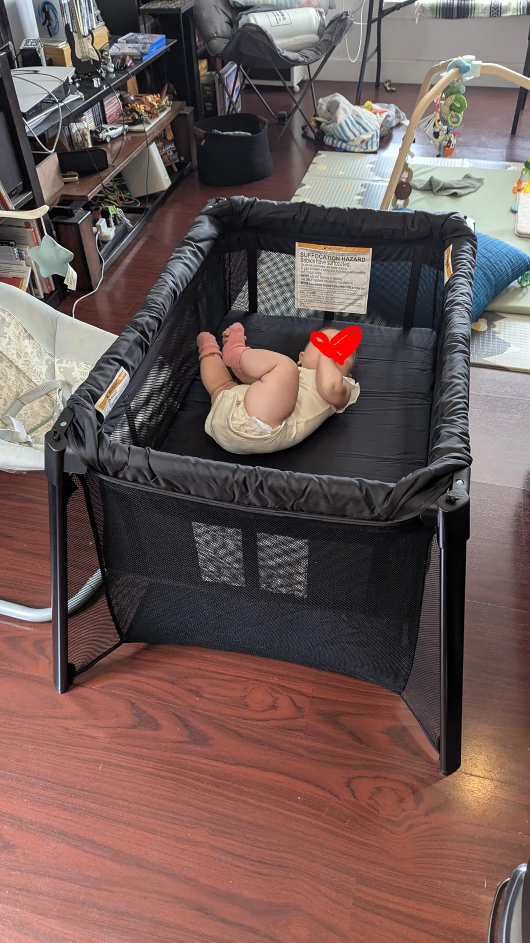 HARPPA Rossi Travel Crib, Portable Baby Playard with Mattress for Toddlers | 3-in-1 Playpen, Reinforced Corner Fabric Sleeves, Lightweight Backpack, Breathable Mesh Sides, Zipper Door, Home or Trips Use customer photo 1