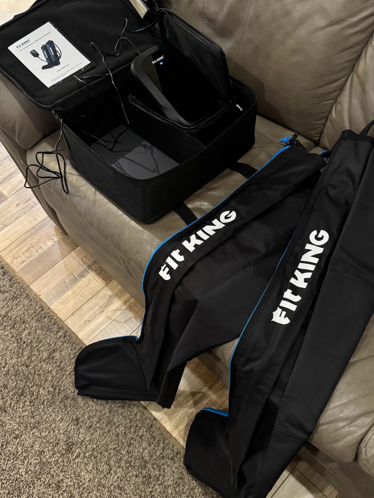 FIT KING Upgraded Leg Massager Recovery Boots, Professional Air Compression Recovery System for Circulation & Fast Athlete Recovery, Cordless Rechargeable Compression Boots (Large) customer photo 2