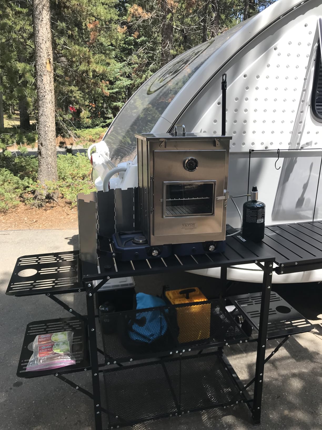 VEVOR Foldable Camping Oven, Stainless Steel Portable Camping Stove, with 3 Tier Grill, Handle and Thermometer, Use with Wood Burning Fire, Propane Stoves, for Baking Bread, Pizza, Outdoor Cooking customer photo 2