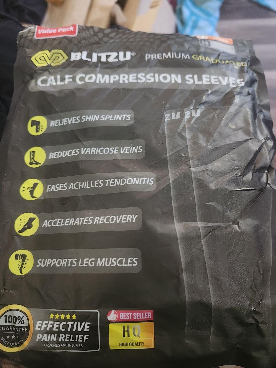 BLITZU Calf Compression Sleeves, 3 Pairs, Shin Splint Relief Running Socks | Footless Compression Socks For Men And Women, Leg & Muscle Support, Reduce Swelling, Pain, Fast Recovery For Travel, Fitness customer photo 2